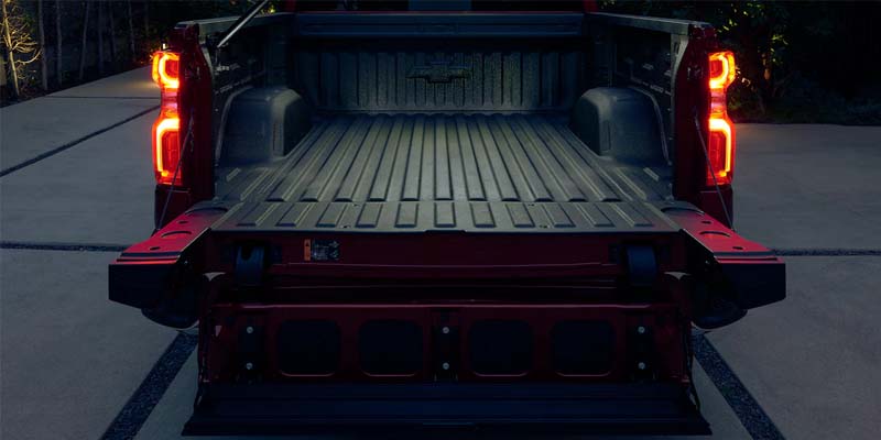 Top-down view of the 2022 Silverado standard bed with spray-in line